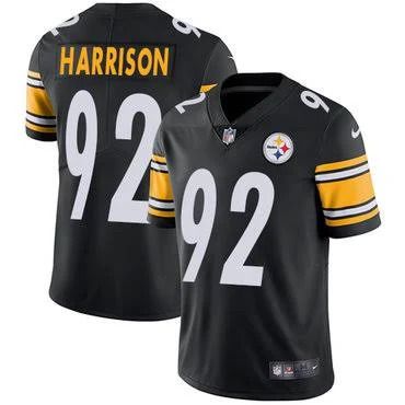 Men Pittsburgh Steelers 92 Harrison Nike Black Vapor Limited NFL Jersey